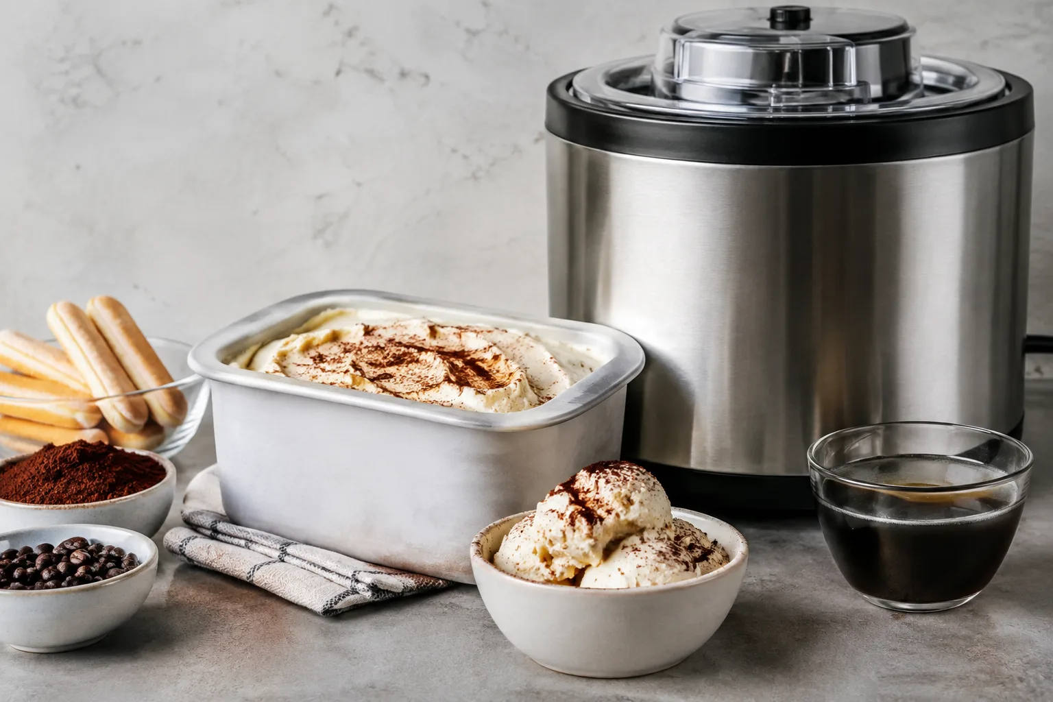 Tiramisu-Eis mit Eismaschine selber machen